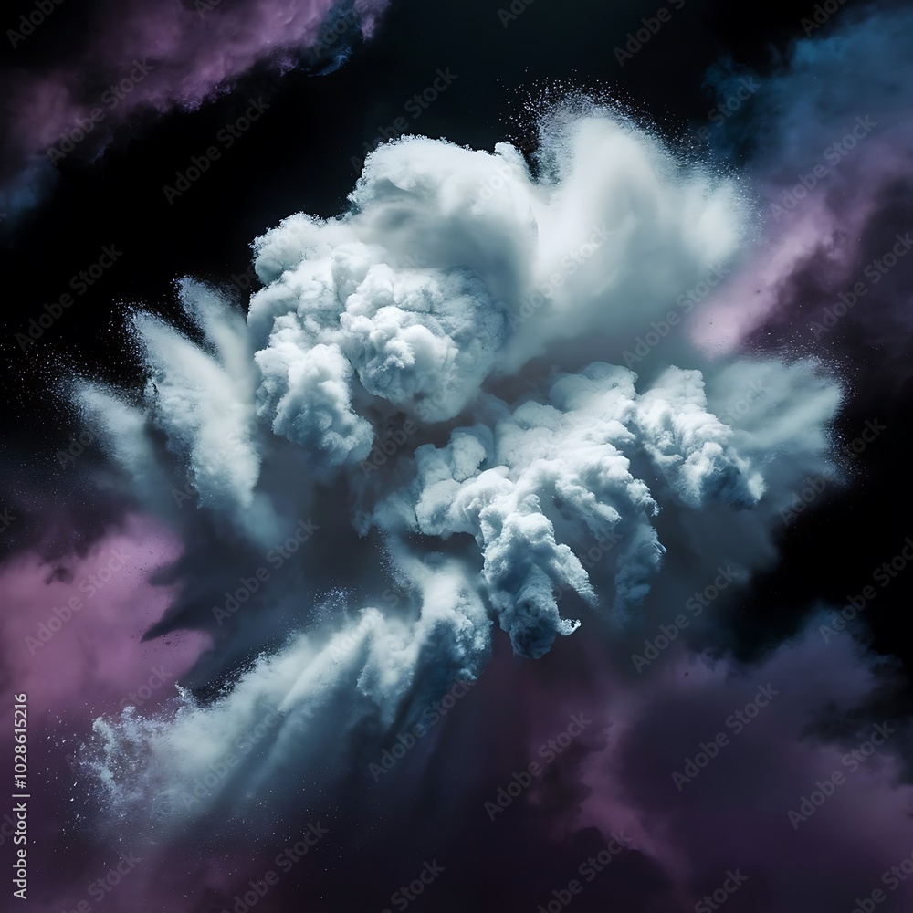 Naklejka premium Abstract design of white powder cloud against dark background
