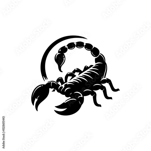 scorpion in silhouette art style on white background
