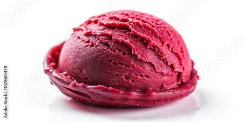 One scoop of berry red ice cream isolated