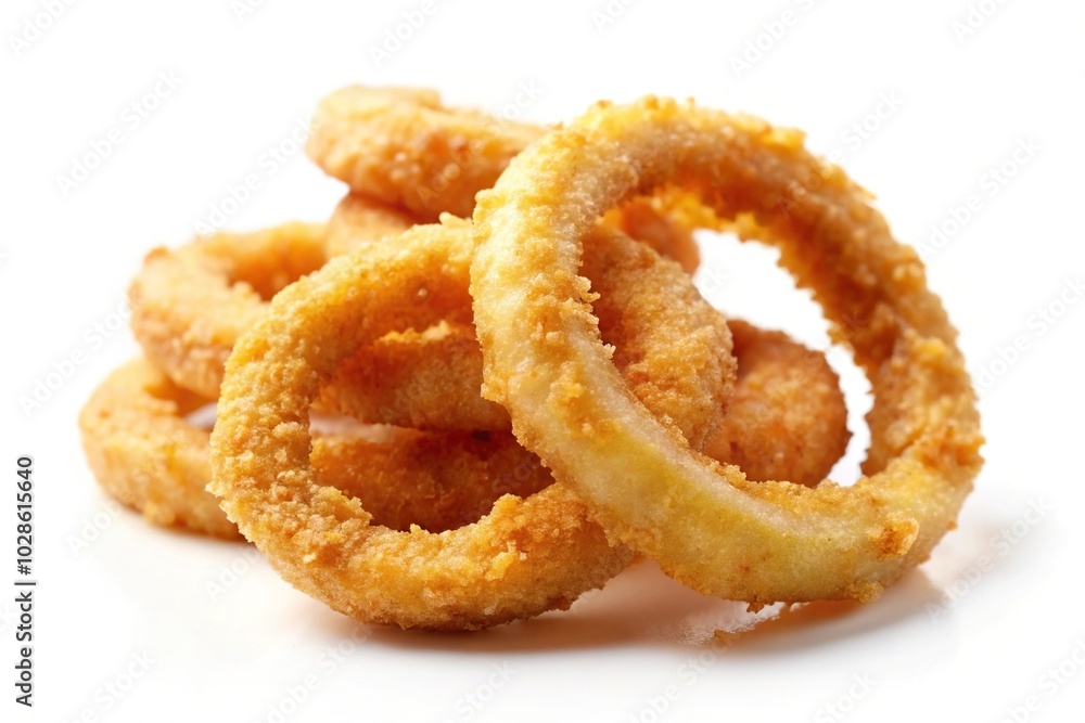 Onion rings isolated on white background in macro close-up Onion rings isolated on white background in macro close-up