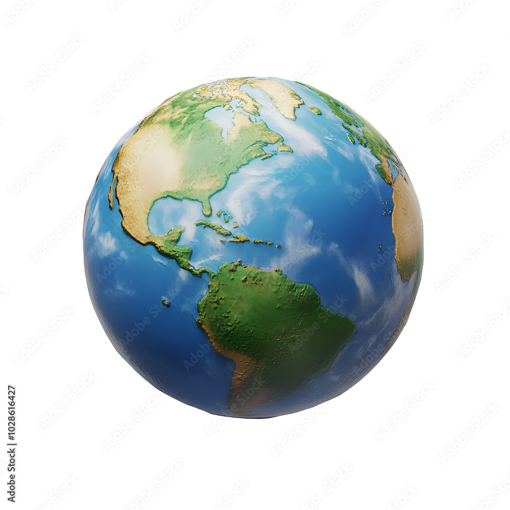 Fototapeta premium Earth globe 3d icon cartoon style floating on transparency background PNG