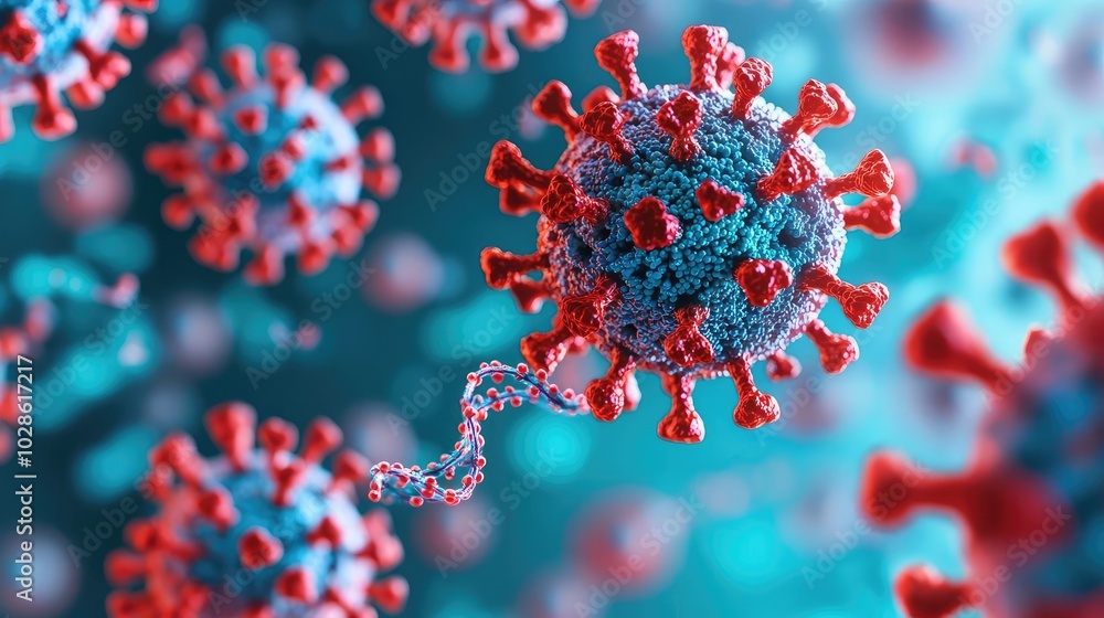 Close-up of a virus structure on a colorful background. Close-up of a virus structure on a colorful background.