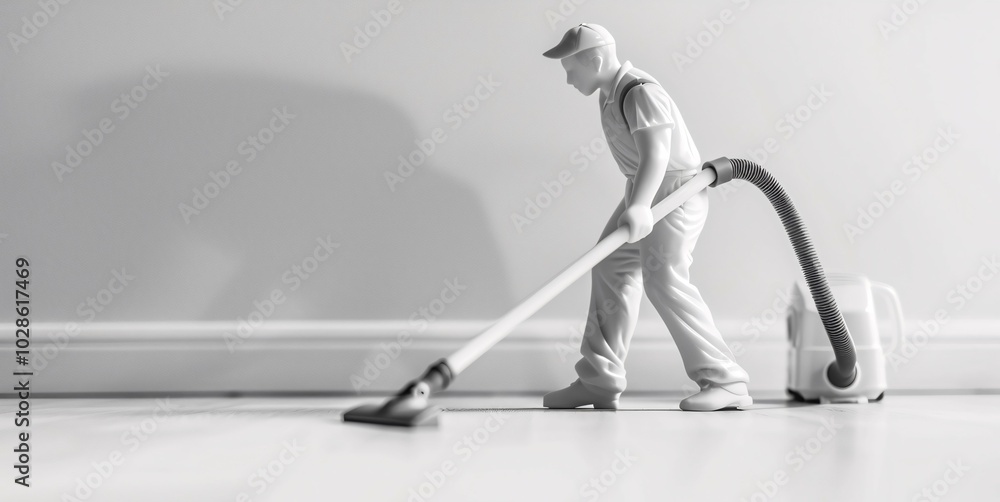 Cleaning the floor White Minimal 3D Render with Vacuum and Copy Space. Cleaning the floor White Minimal 3D Render with Vacuum and Copy Space.