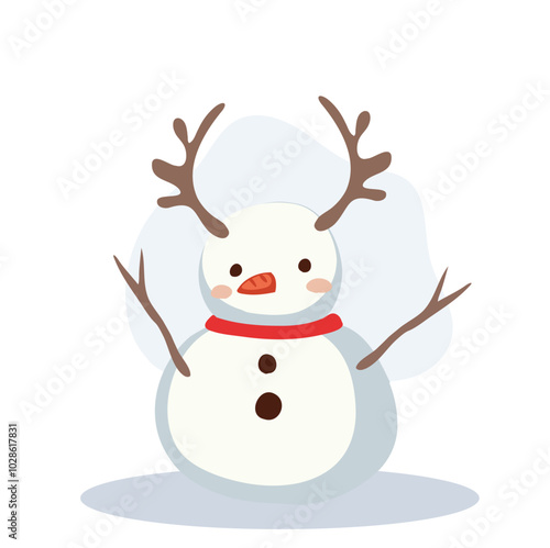 Cute Snowman in Winter Outfit. Perfect for Holiday and Festive Winter Scenes