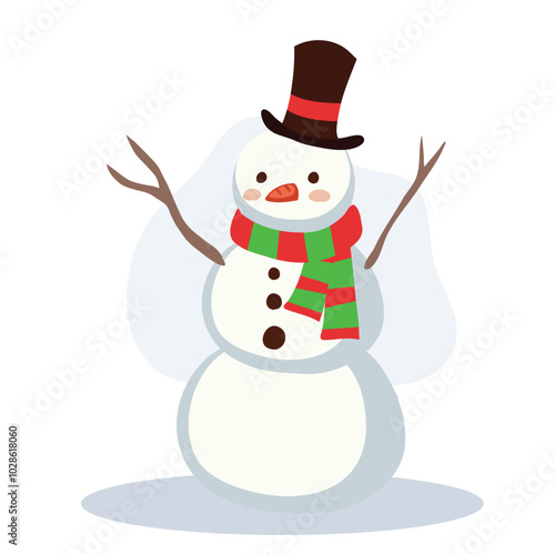 Cute Snowman in Winter Outfit. Perfect for Holiday and Festive Winter Scenes