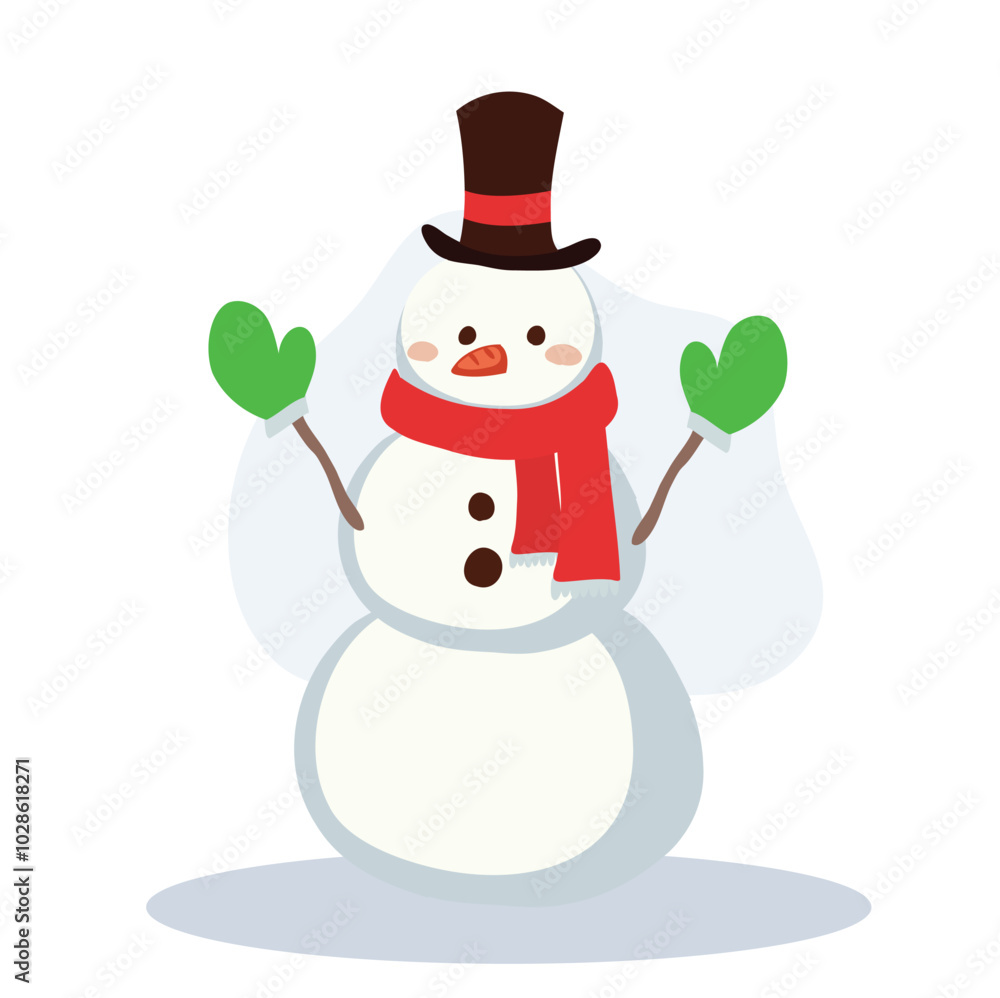 Cute Snowman in Winter Outfit. Perfect for Holiday and Festive Winter Scenes Cute Snowman in Winter Outfit. Perfect for Holiday and Festive Winter Scenes