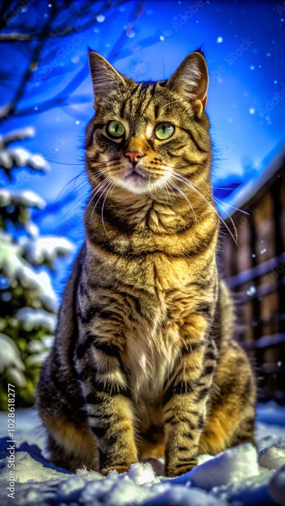 Obraz premium Cat with snow