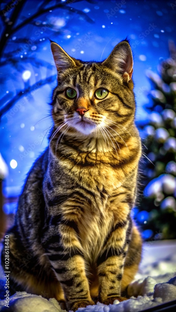 Obraz premium Cat with snow