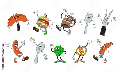 Set Collection of Oktoberfest Mascot Illustration with Various Pose Cartoon