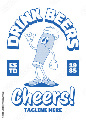 Shirt Design of Beer Glass Mascot Character