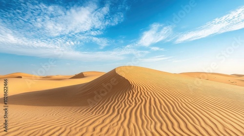 Serene Desert Landscape with Blue Sky and Clouds