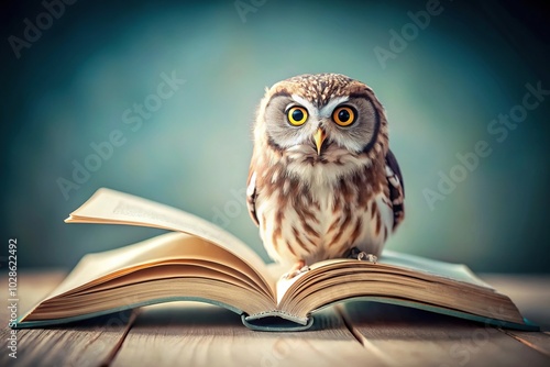 Wallpaper Mural Owl emerging from open book in soft pastel colors, bird eye view Torontodigital.ca