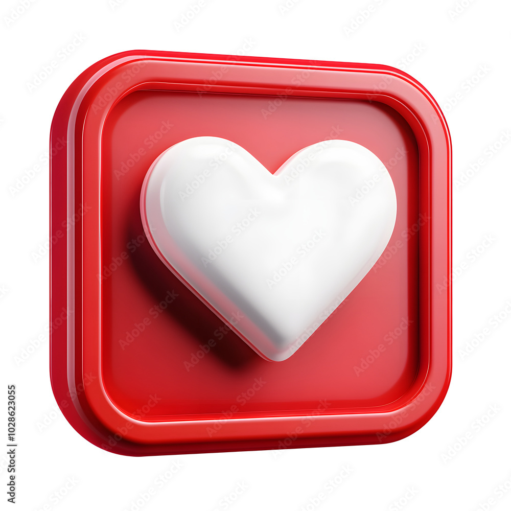 white heart in red square message bubble box 3d icon cartoon style floating on transparency background PNG white heart in red square message bubble box 3d icon cartoon style floating on transparency background PNG
