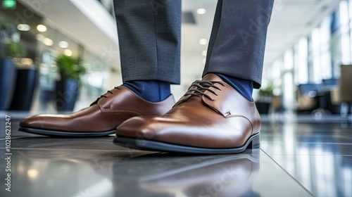 Elegant Brown Shoes in Modern Office Setting