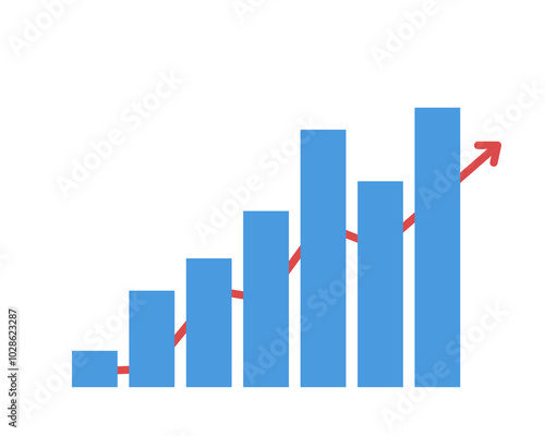 The graph bar is growing with an upward arrow. Simple flat vector illustration. Free Download The graph bar is growing with an upward arrow. Simple flat vector illustration. - GFXLoad