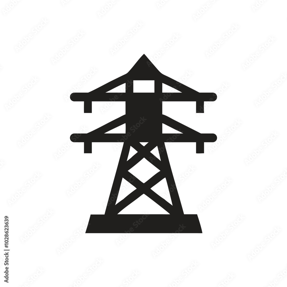 Electric Power line Tower Icon on white background Electric Power line Tower Icon on white background