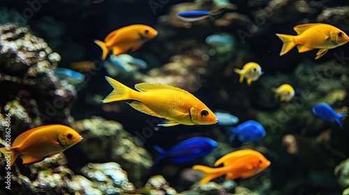 Colorful Fish Swimming in a Vibrant Aquarium