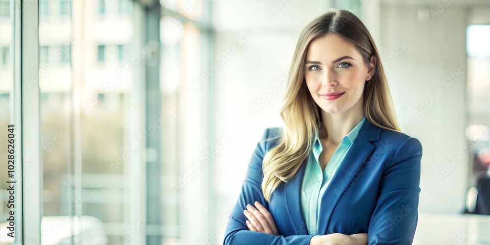 Portrait of female sales staff with beautiful front blur with copy space Portrait of female sales staff with beautiful front blur with copy space