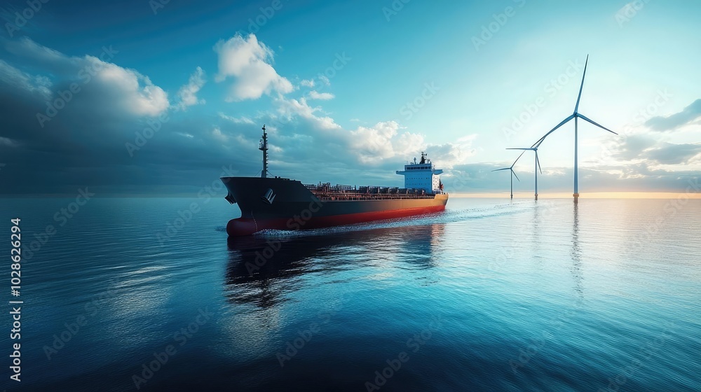 Obraz premium A zero-emission shipping fleet, transporting goods with wind or electric power