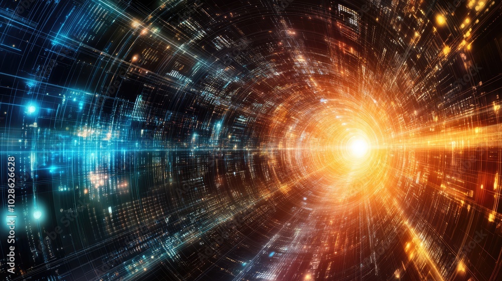 Obraz premium Dynamic Burst of Energy in a Digital Universe