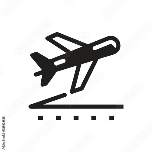 Jet plane Takeoff icon on white background