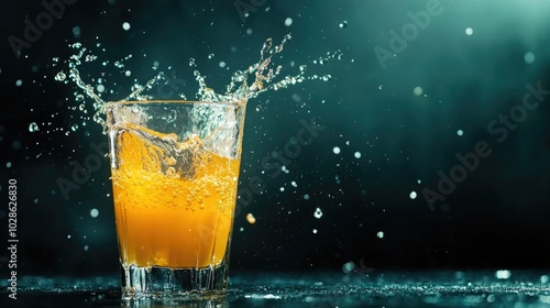 Vibrant Splash of Orange Juice in Glass