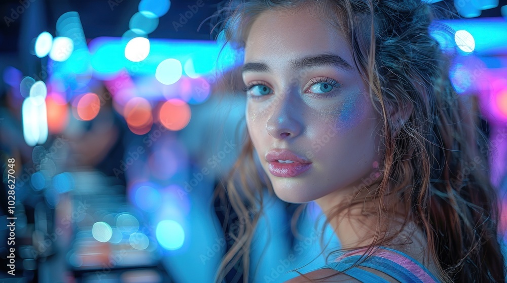 Luxurious look of a young girl with striking makeup, close-up Luxurious look of a young girl with striking makeup, close-up