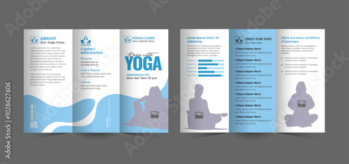 Yoga class training Trifold Brochure Design Layout, trifold brochure mockup design