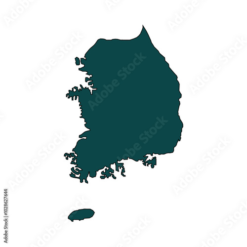 south korea map  silhouette isolated on transparent background. photo