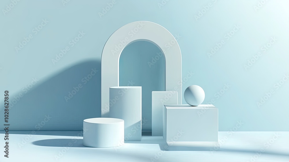 Modern Minimalist Shapes on Soft Background Modern Minimalist Shapes on Soft Background