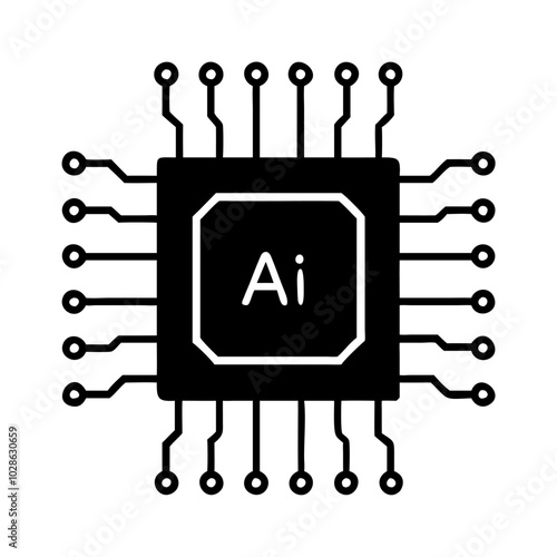 a vector silhouette of Ai chip icon isolated white background