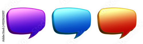 vector set of colorful bubble speech on transparent background