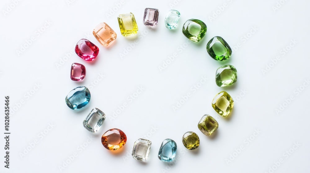 Colorful Gems Arranged in a Circular Pattern Colorful Gems Arranged in a Circular Pattern