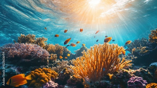 Wallpaper Mural Vibrant Underwater Scene with Colorful Fish and Coral Torontodigital.ca