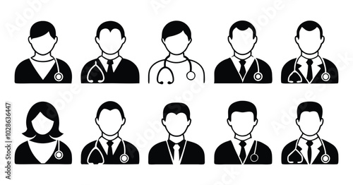 Set of Medical Professional doctor Icons - Doctors and Healthcare Workers Silhouettes
