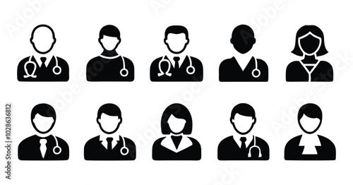 Set of Medical Professional doctor Icons - Doctors and Healthcare Workers Silhouettes
