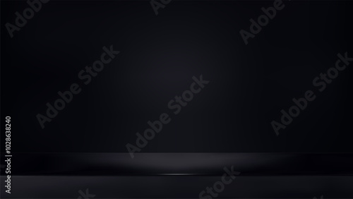 Black wall with table surface. Product presentation template.