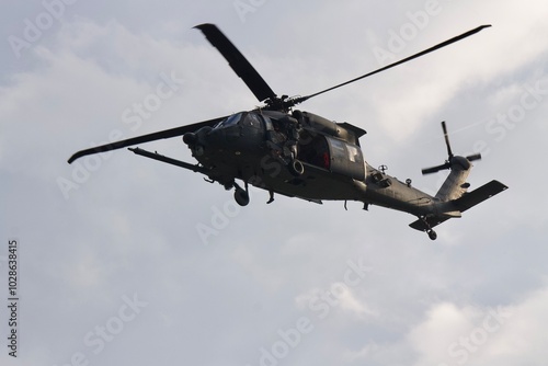 helicopter in action