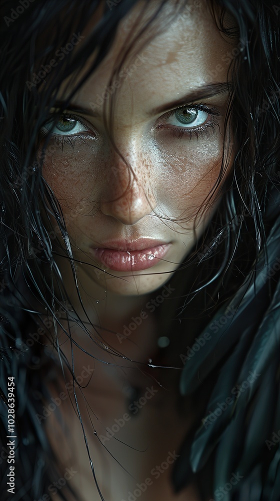 Intense Portrait of a Woman with Green Eyes Intense Portrait of a Woman with Green Eyes
