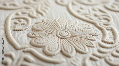 Elegant embossed floral texture with soft curves and intricate details