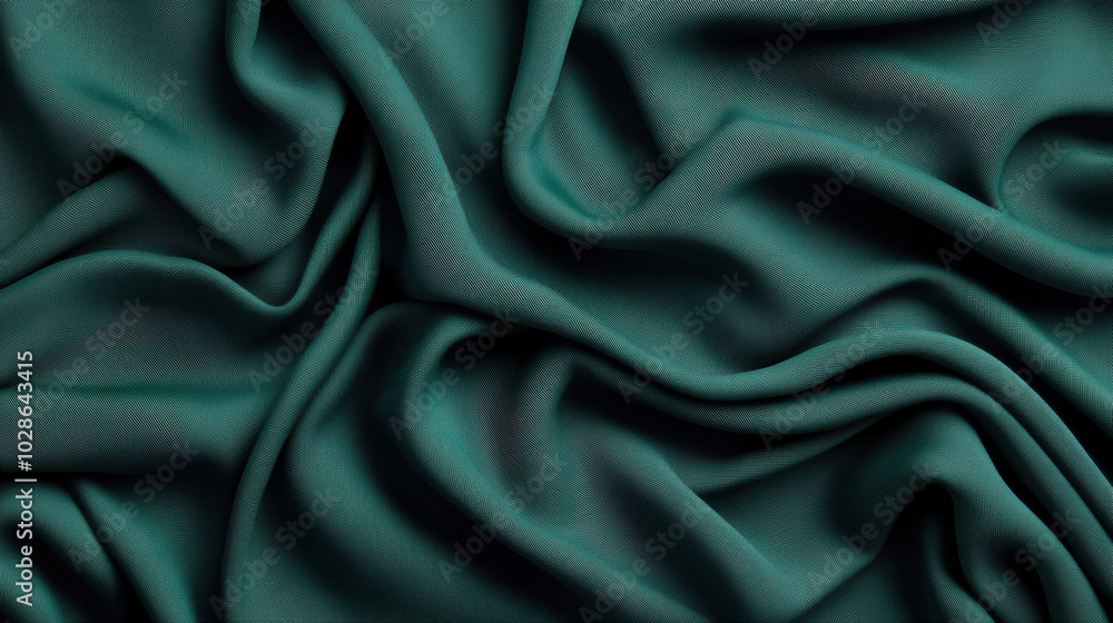 Fototapeta premium Soft emerald green fabric folds create rich, dynamic texture