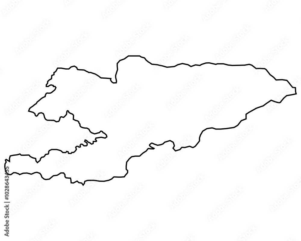 Kyrgyzstan map outline isolated on transparent background. Kyrgyzstan map outline isolated on transparent background.