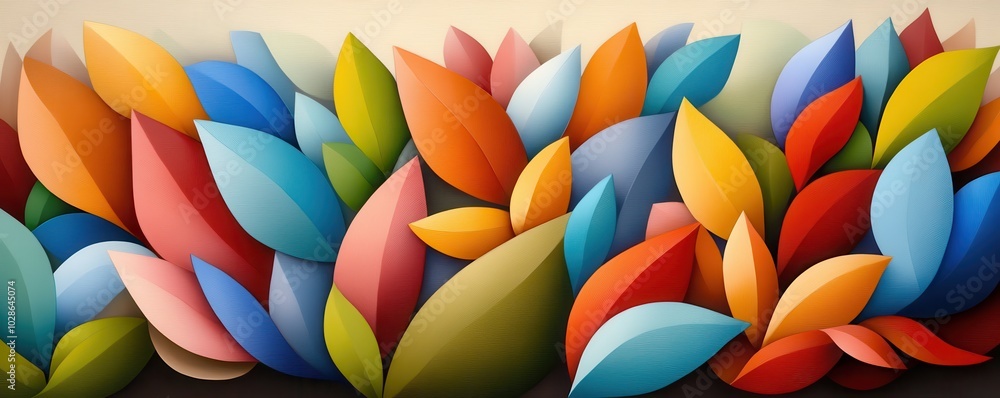 Obraz premium Colorful abstract leaf design, white isolate background