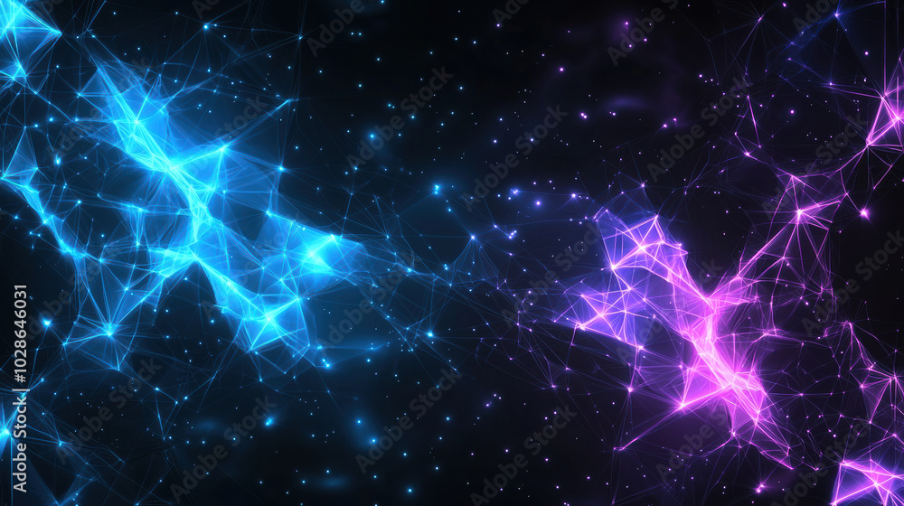 Fototapeta premium Vibrant abstract digital art in blue and pink shades, showcasing cosmic feel