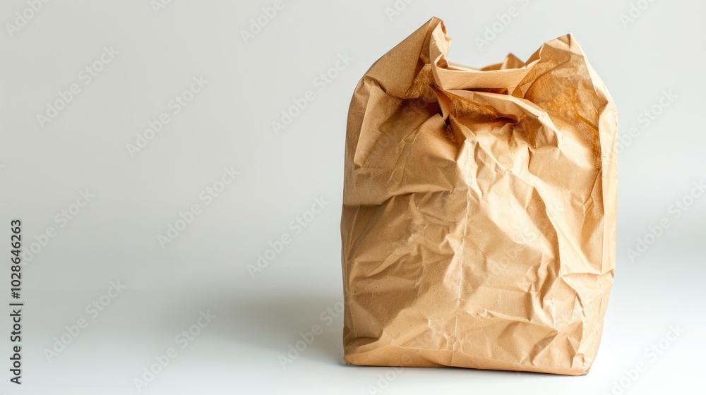 Crumpled Brown Paper Bag on White Background Crumpled Brown Paper Bag on White Background