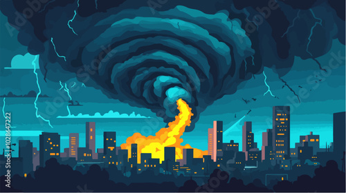 Illustration Tornado. Storm. Typhoon. Twister. Natural phenomenon. Disaster.