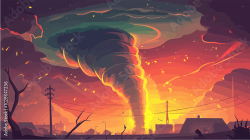 Illustration Tornado. Storm. Typhoon. Twister. Natural phenomenon. Disaster.