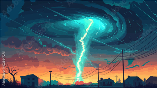 Illustration Tornado. Storm. Typhoon. Twister. Natural phenomenon. Disaster.