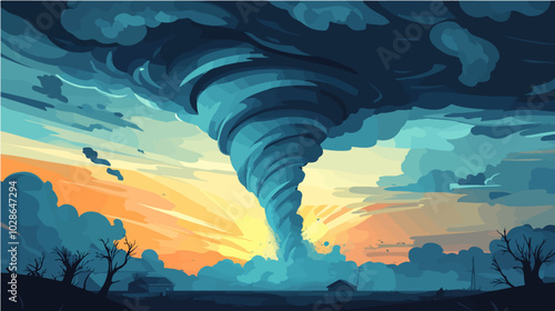 Illustration Tornado. Storm. Typhoon. Twister. Natural phenomenon. Disaster.