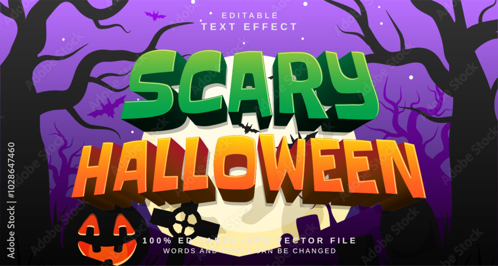Obraz premium Editable text style effect - Scary Halloween text style theme.